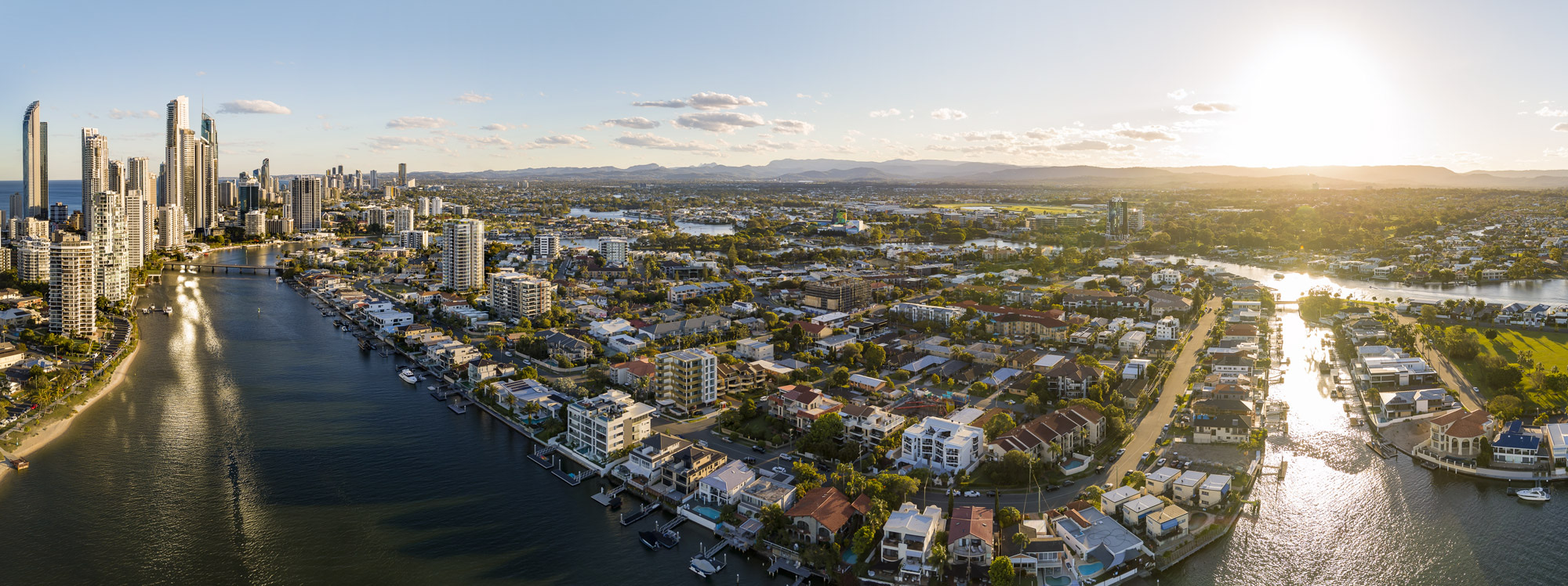 Tapestry · aerial outlook over Chevron Island, the Nerang River and Surfers Paradise